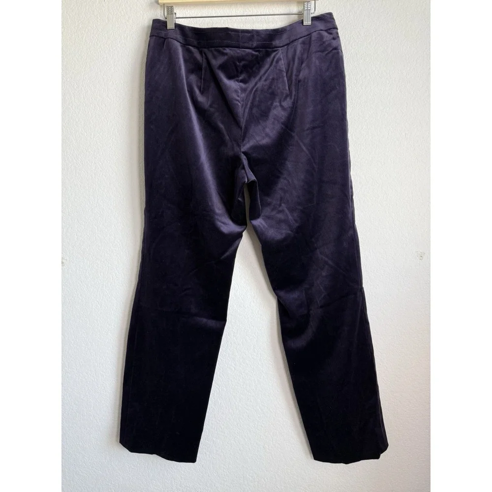 Carlisle‎ Women's Velour Purple Straight Leg Dress Pants Silk Lining Size 14
